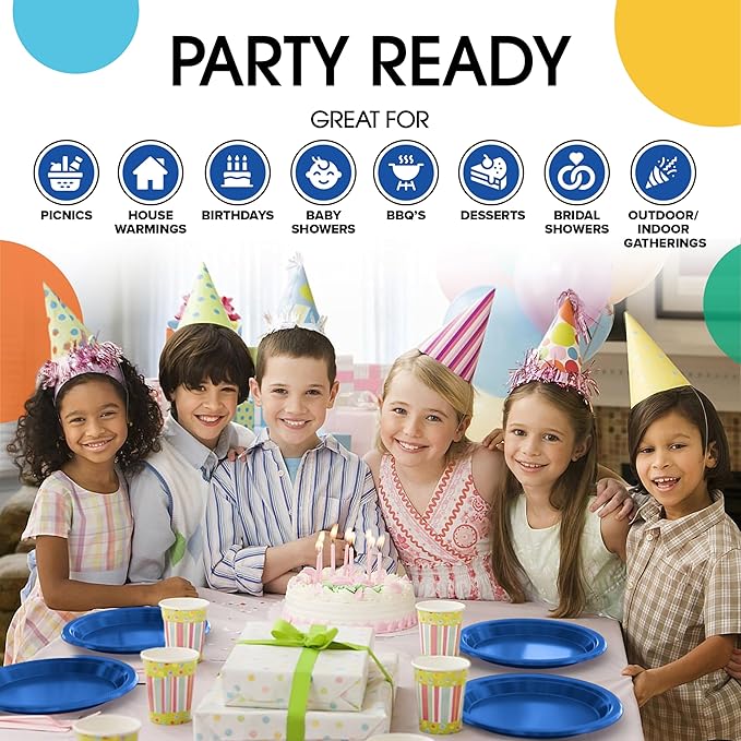 Exquisite Party Solids Dark Blue Plastic Plates For Party Supplies 10" Dark Blue Disposable Plates Heavy Duty 50 Pcs Plastic Dinnerware Sets Heavy Duty 350 GSM Disposable Dinnerware Set