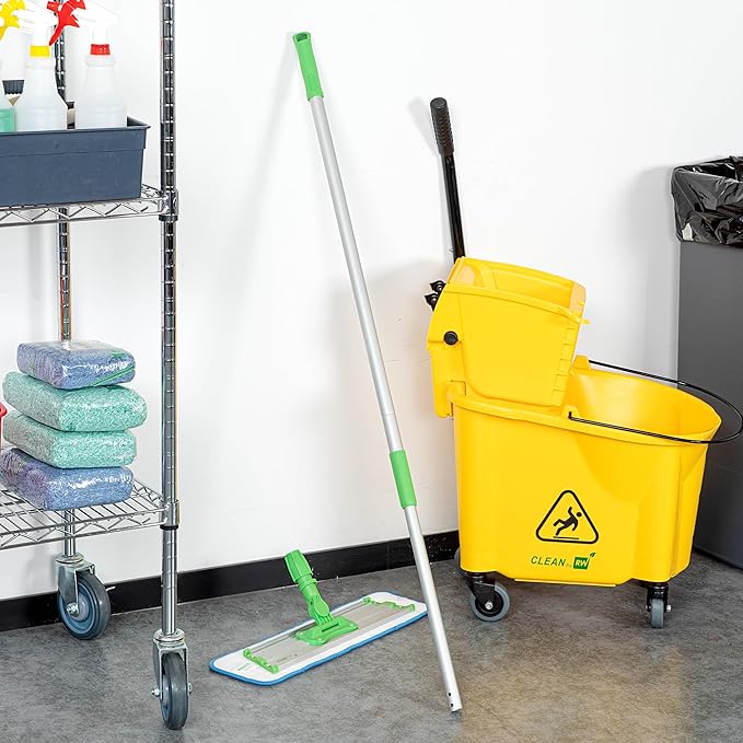 Restaurantware-HANDLE ONLY: Clean Tek Professional 60 Mop Handle, 1 Telescopic Mop Stick - Frame And Pads Sold Separately, Extends Up To 60 Inches, Green Aluminum Adjustable