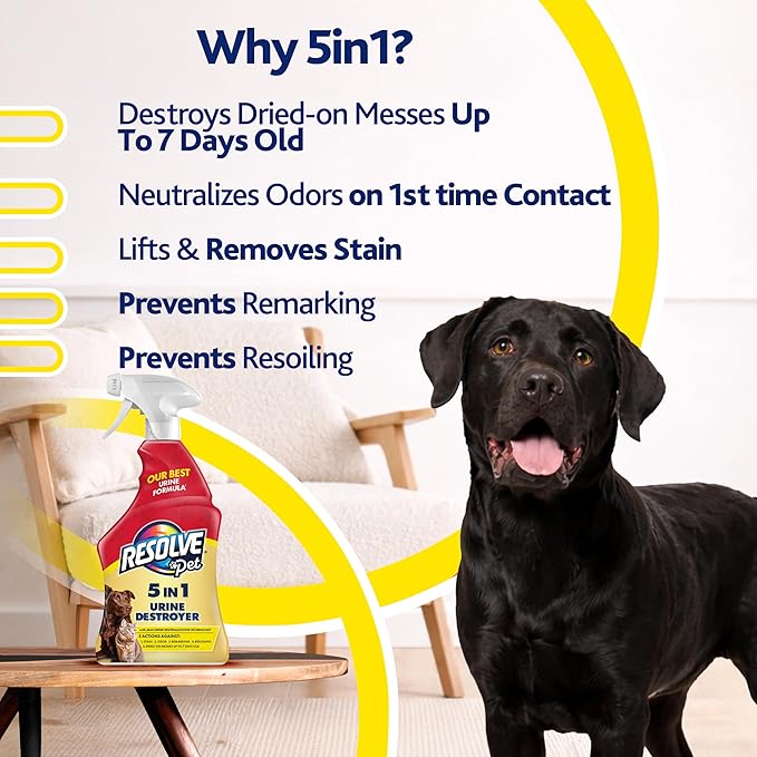 Resolve Pet Specialist Urine Destroyer Carpet Cleaner Spray – Urine Eliminator for Pet Stains & Odors Up to 7 Days Old, 22oz