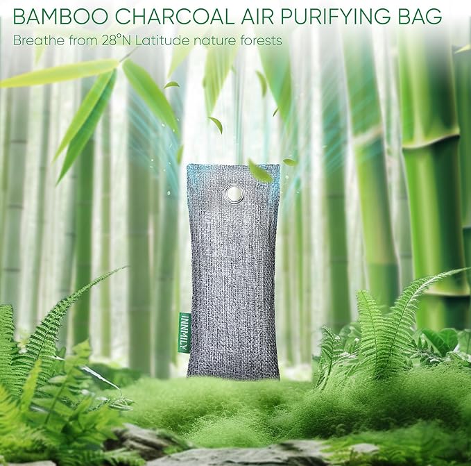 Innmily Activated Charcoal Odor Absorber, Odor Eliminator for Strong Odor,Bamboo Charcoal Air Purifying Bags for Shoe Home Car Closet Pet, Sneaker Deodorizer, Smoke Room Deodorizer(6 x 50g)