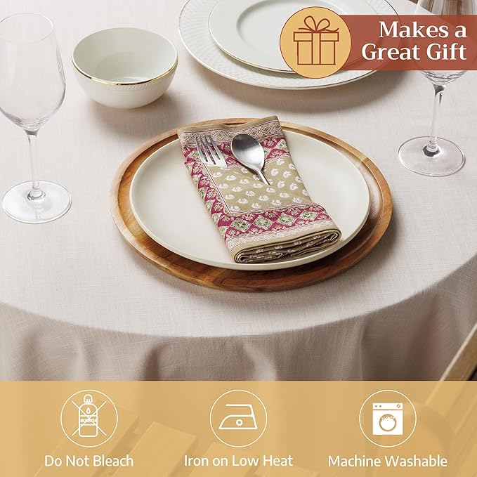Maison d' Hermine 100% Cotton Cloth Napkins Set of 4 Everyday Reusable Square Napkins Cloth Washable Dinner Party Wedding Restaurant Hotel Kitchen Spring Summer (Manosque, 18" x 18")