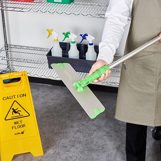 Restaurantware-Clean Tek Professional 15.7 Inch Flat Mop Plate Frame, 1 Quick Connect Mop Frame for Wet Or Dry Pads - Pads Sold Separately, Durable, Green Aluminum Cleaning Pad Base