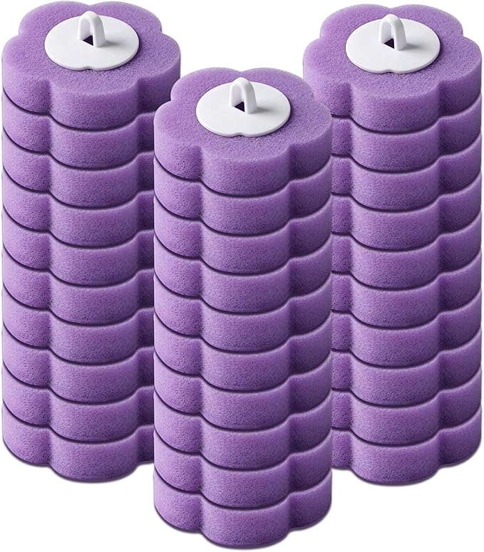 30 PCS Disposable Toilet Brush Refills, Lavender Scented Wand Refill Pads, Replacement Bowl Cleaner Brush Heads for Toilet Bowl Deep Cleaning
