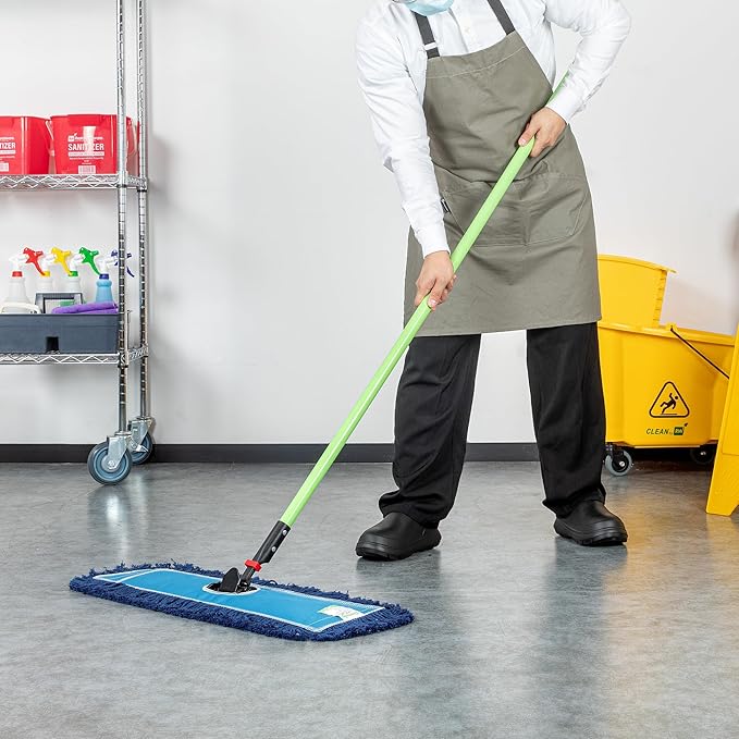 Restaurantware-Handle ONLY: Clean Tek Professional 63.98 Inch Dry Mop Handle, 1 Durable Mop Stick - Head and Frame Sold Separately, Ergonomic Grip, Green Fiberglass, for Home Use