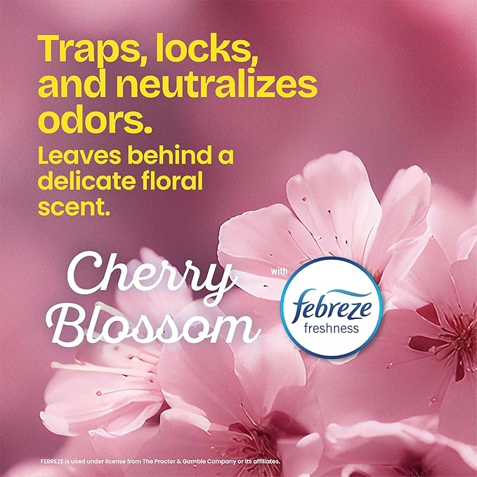 Glad Small Trash Bags 4 Gallon, Febreze Cherry Blossom Garbage Bags, Odor Resistant with Drawstring, 34 Count