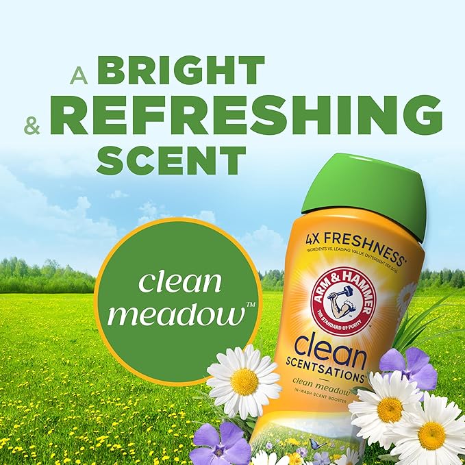 ARM & HAMMER Clean Scentsations In-Wash Scent Booster,Laundry Scent Booster Clean Meadow-scent,24 Oz,(Pack of 4)