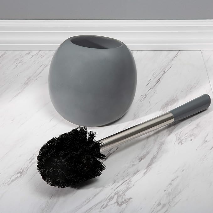 Bath Bliss Ceramic Dome Toilet Brush & Holder in Grey