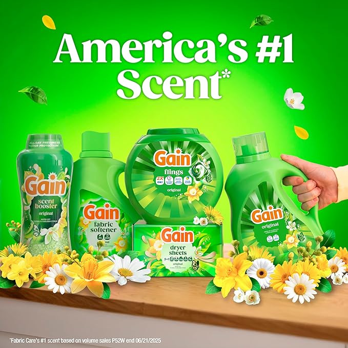 Gain Liquid Laundry Detergent with Odor Defense, Original Scent, Laundry Soap For HE Washing Machines, 177 fl oz, 134 Loads (Packaging May Vary)