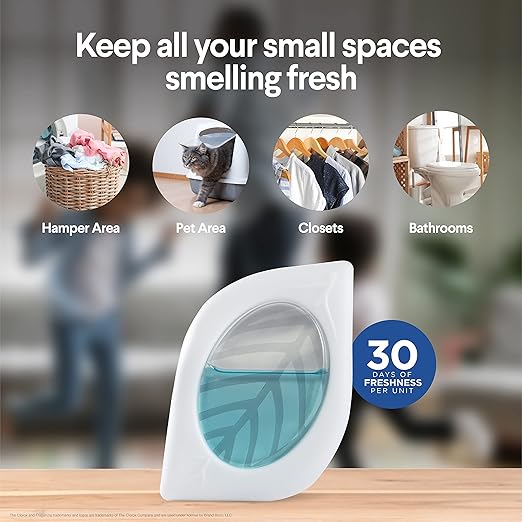 Clorox Fraganzia Small Rooms Air Freshener, Fresh Ocean Breeze - Peel & Place, No-Plug, Battery-Free for Closets, Laundry Room, Entry Way, Bathroom, Locker, 0.25 Fl Oz Each, 2 Count