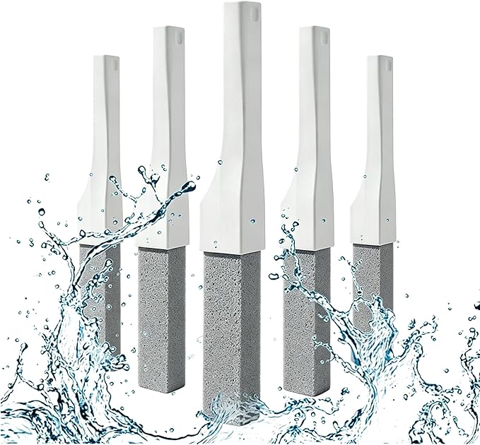 Pumice Stone Toilet Bowl Cleaner with Long Handle, Replaceable Cleaning Stone, Hard Water Stain Remover for Toilets, Bathtubs, Grills, Pools, Sinks, Household Cleaning Tool