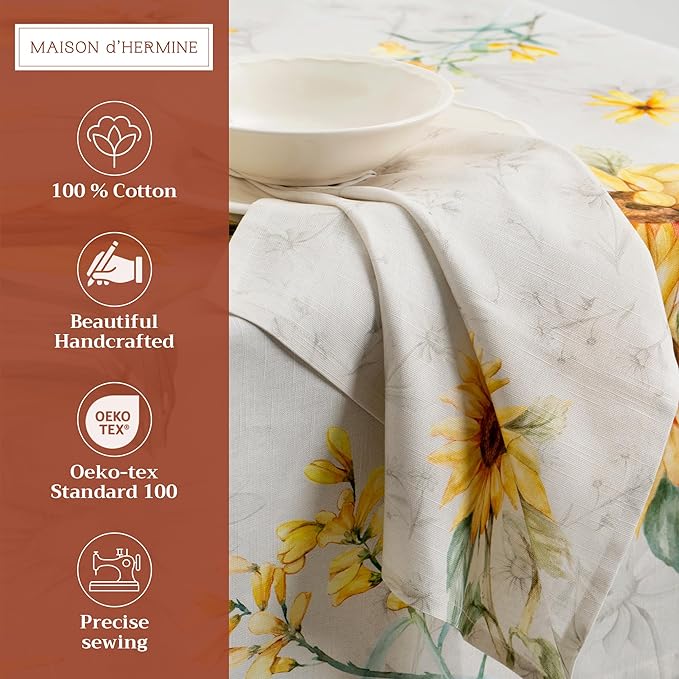 Maison d' Hermine 100% Cotton Cloth Napkins Set of 4 Everyday Reusable Square Napkins Cloth Washable Dinner Party Wedding Restaurant Hotel Kitchen Spring Summer (Candice, 20" x 20")