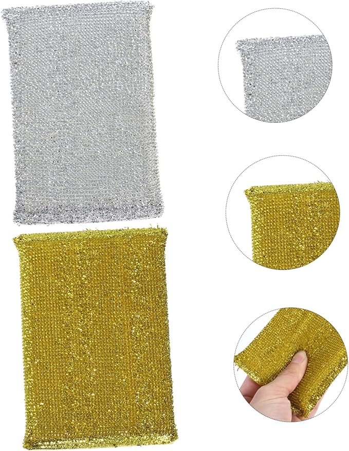 24pcs Glitter Dishwashing Sponge Pad Set Non-Scratch Kitchen Cleaning Scrub Pads for Home Use for Scouring Dishes and Pots