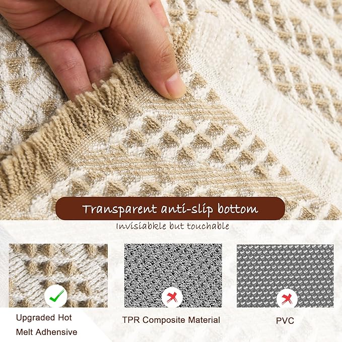DWCN Waffle Bathroom Mat, Boho Bath Rugs Super Absorbent Non Slip Bath Mats for Bathroom Floor, Ultra Soft Farmhouse Shower Mats for Tub and Shower, 20 x 32 Inch, Brown & Beige