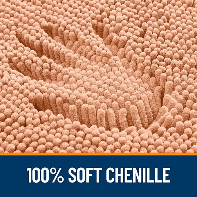 OLANLY Large Bathroom Rugs 40x32, Extra Soft Absorbent Chenille Bath Rugs, Rubber Backing Quick Dry, Machine Washable Bath Mats for Bathroom Floor, Tub and Shower, Home Decor Accessories, Peach