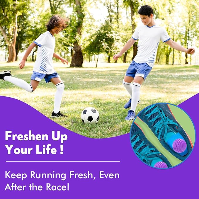 Xcleen Shoe Deodorizer Balls Lavender 6 Pack, Natural Essential Oil Long Lasting Sneaker Odor Eliminator, Small Spaces Air Freshener for Car Gym Bags, Drawers and Locker
