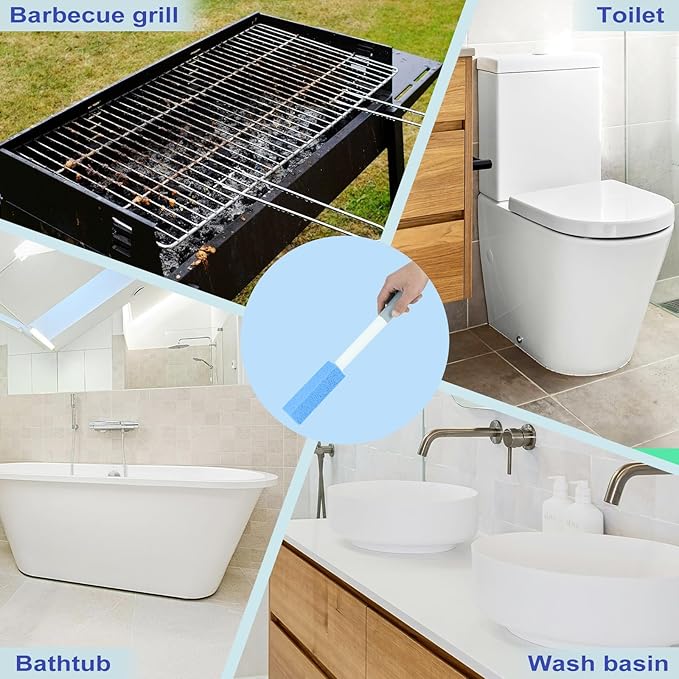 4 Pack Toilet Pumice Stone with Extra Long Handle,Pumice Stone Toilet Bowl Cleaner,1 Cleaning Handle, 4 No Touch Replaceable Piedra Pomez for Cleaning Toilets, Bathtubs, Grills, Sinks(Blue)