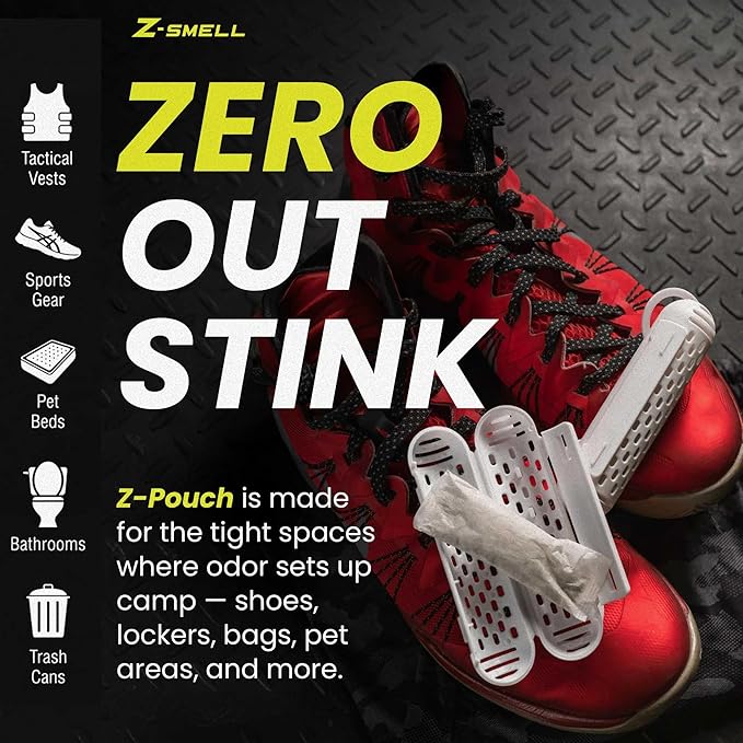 Odor Absorbing Pouch & Protective Case Set – Hanging Deodorizer Bag with Ventilated Storage Case for Shoes, Gym Gear, Locker, Car & Home – Reusable Odor Control