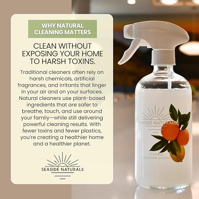 Cleanse Bathroom Cleaner Refill (4 oz) – Makes 4 Bottles – Non-Toxic Citrus & Tea Tree Concentrate with Lemon, Grapefruit, Orange Essential Oils – Plant-Based Deep Clean Formula