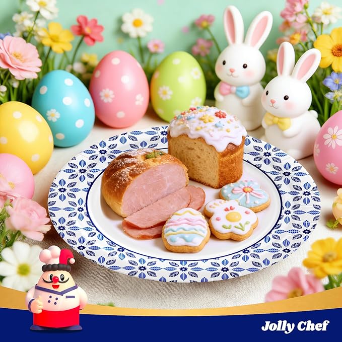 JOLLY CHEF 10 inch Disposable Paper Plates 500 Count, Soak Proof, Cut Proof, Heavy Duty Paper Plates for Party or Everyday Use