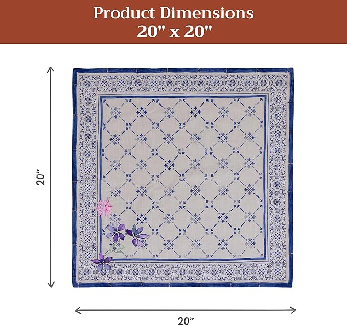 Maison d' Hermine 100% Cotton Cloth Napkins Set of 4 Everyday Reusable Square Napkins Cloth Washable Dinner Party Wedding Restaurant Hotel Kitchen Spring Summer (Faience, 20" x 20")