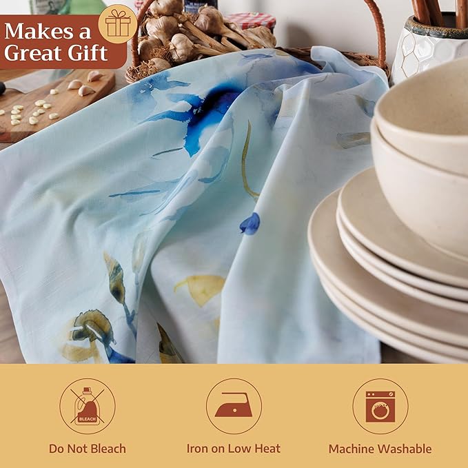 Maison d' Hermine Kitchen Towels Set of 3 100% Cotton 27.50" x 20" Reusable Cloth Tea Dish Towels Absorbent with Hanging Loop for Kitchen Farmhouse Hotel Spring Summer - Lazy Summer Days