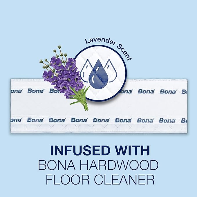 Bona® Disposable Wet Cleaning Pads for Hardwood Floors, Lavender Scent, (Pack of 6)