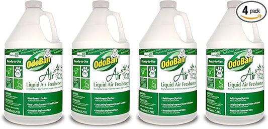 OdoBan Professional Series Ready-to-Use Air Spring Fresh Liquid Air Freshener, Made in the USA, Spring Fresh Scent Clear, 4-Pack, 1 Gallon Each