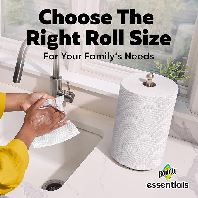 Bounty Essentials Select-A-Size Paper Towels, 6 Double Rolls, White, 108 Sheets Per Roll