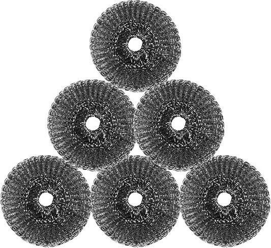 6 Pcs Steel Wool Scrubber, Stainless Steel Scrubber for Cleaning Kitchen and Household Stubborn Messes from Stoves Pans Pots Grill Sink, Replacement Wire Brush Set (Only Replacement Pad)