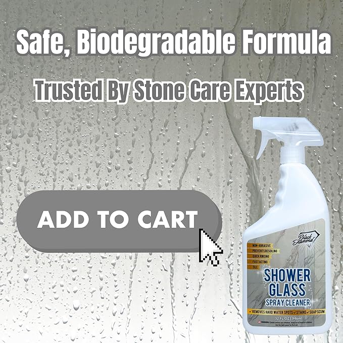 Black Diamond Stoneworks Shower Glass Cleaner – Professional Strength Shower Door & Tile Spray - Removes Hard Water Stains, Soap Scum & Water Spots, Non-Abrasive, Prevents Resoiling (32oz)