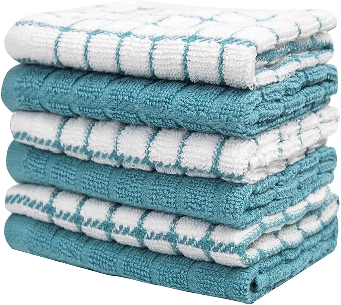 Bumble Dish Cloths (6 Pack) | 12” x 12” | 100% Cotton Kitchen Towels | 405 GSM | Soft, Highly Absorbent & Durable Dish Towels for Kitchen | Aqua