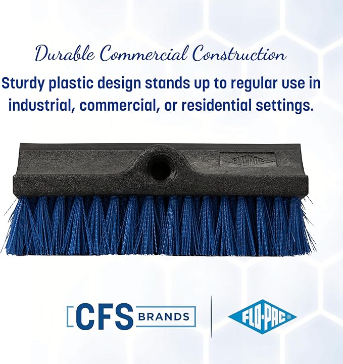 CFS 3619014 Dual Surface Floor Scrub with Rubber Squeegee, 10" Length, Blue