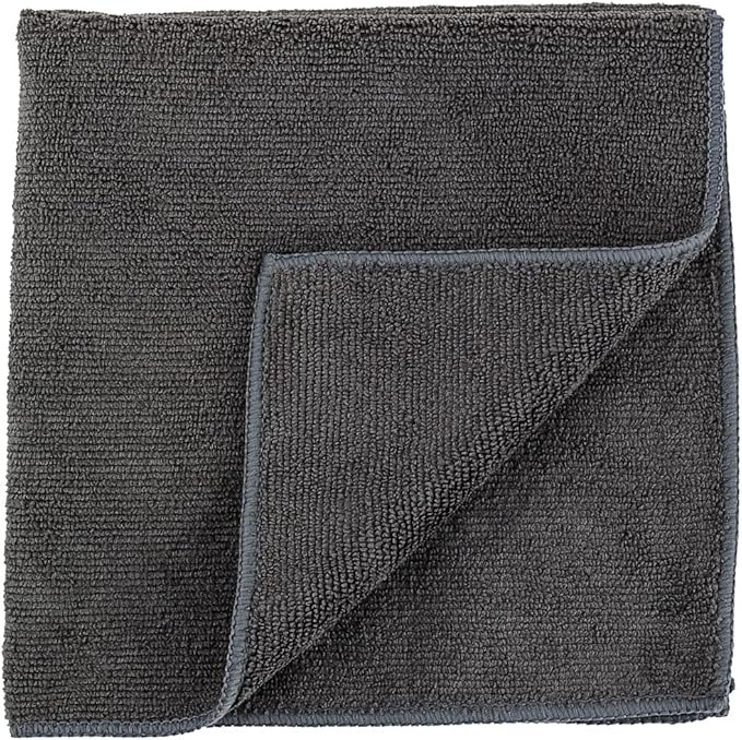 Restaurantware Clean Tek Professional 16 x 16 Inch Cleaning Cloths 100 Lint Free Microfiber Towels - Highly Absorbent Non Abrasive Gray Microfiber Cleaning Rags Reusable For All Purpose Use