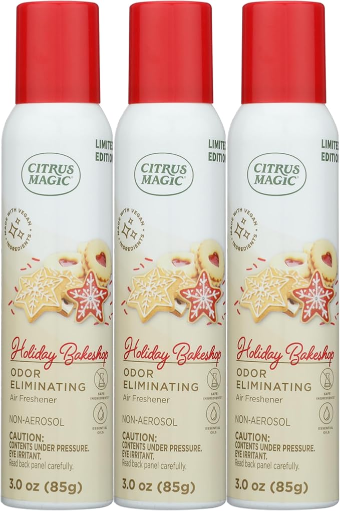 Citrus Magic Holiday Odor Eliminating Air Freshener Spray, Holiday Bakeshop, 3-Ounce, Pack of 3