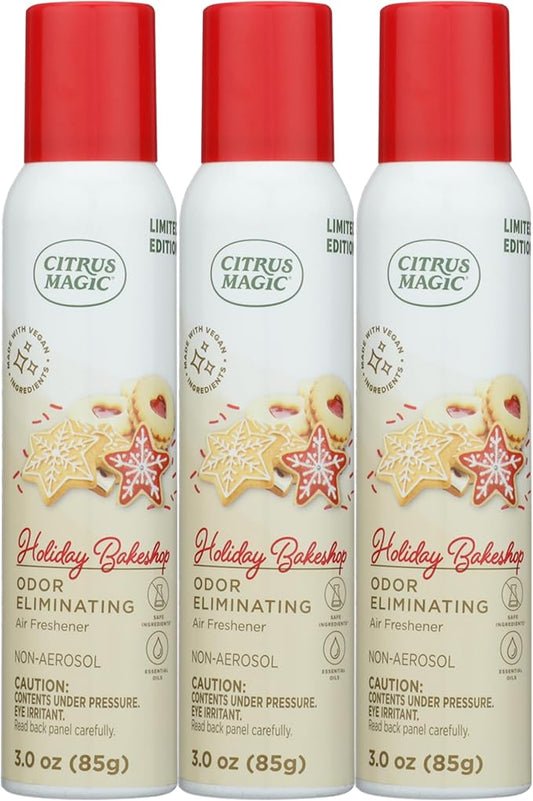 Citrus Magic Holiday Odor Eliminating Air Freshener Spray, Holiday Bakeshop, 3-Ounce, Pack of 3