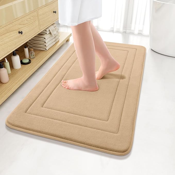 Arotive Memory Foam Bathroom Rug Mat 36x24, Ultra Soft and Absorbent Bath Mat, Machine Wash Dry, Comfortable Bath Rug Carpet for Bathroom Floor, Tub and Shower, Beige