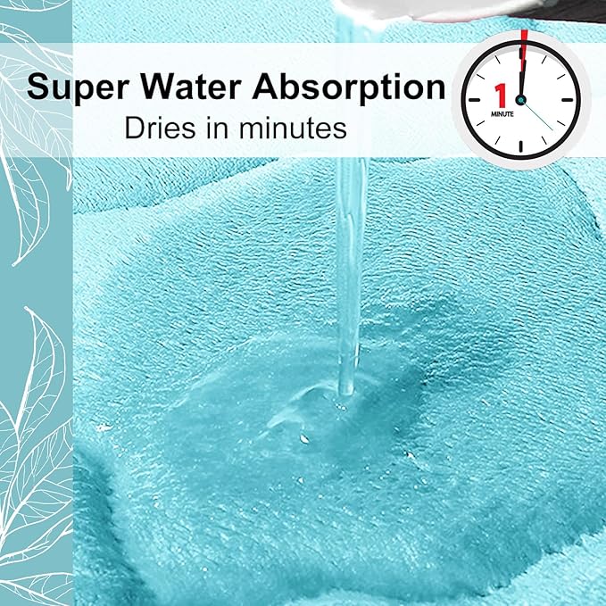 OLANLY Memory Foam Bath Mat Rug 70x24, Ultra Soft and Absorbent Bathroom Rugs, Non-Slip, Comfortable, Machine Washable Bath Carpet for Bathroom Floor, Tub, Shower and Home Decor Accessories, Sky Blue