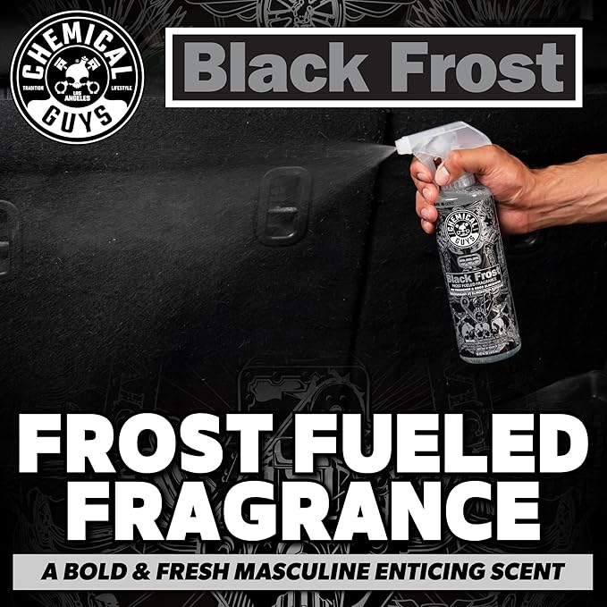 Chemical Guys Black Frost Premium Air Freshener & Odor Eliminator (4 oz) (3 Pack) – Bold Ice-Cologne Scent Spray for Car, Office & Home Interiors