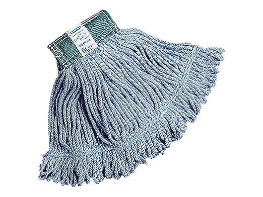 Rubbermaid Commercial Products Super Stitch Medium 20 OZ Blend Wet Mop, 5" Headband, Blue, for General Purpose Cleaning of Hard Floors Including Hardwood/Tile/Concrete