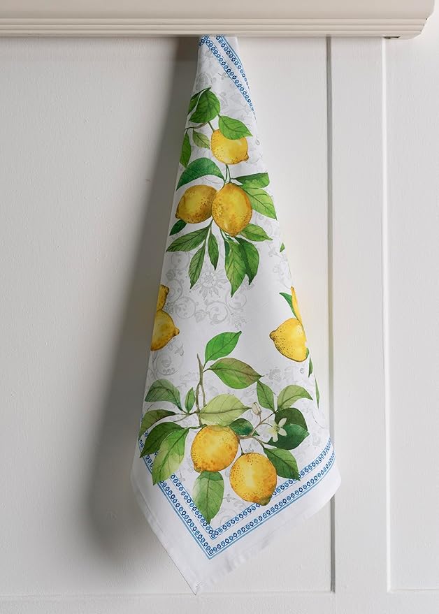 Maison d' Hermine Kitchen Towels Set of 3 100% Cotton 27.50" x 20" Reusable Cloth Tea Dish Towels Absorbent with Hanging Loop for Kitchen Farmhouse Hotel Spring Summer - Cedrat