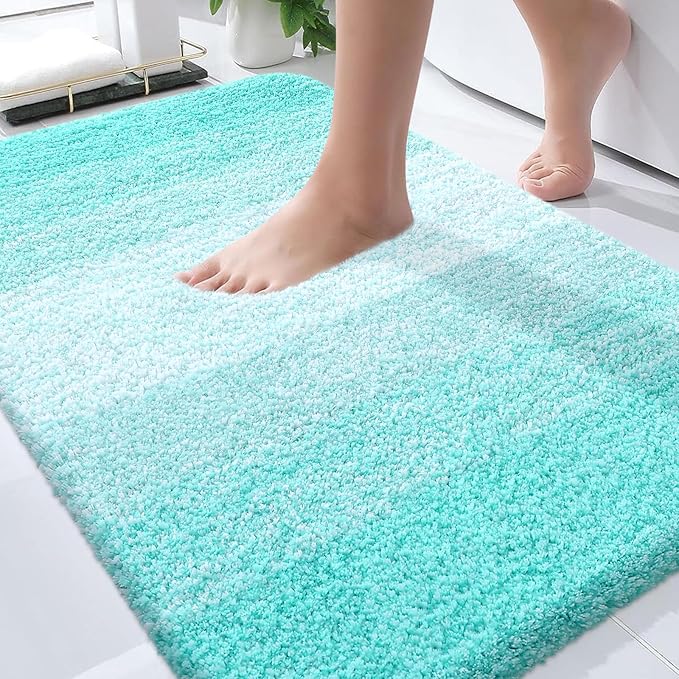 OLANLY Bathroom Rugs Mat 34x21, Extra Soft Absorbent Microfiber Bath Rugs, Rubber Backing, Quick Dry, Machine Washable Bath Mats for Bathroom Floor, Tub and Shower, Home Decor Accessories, Teal