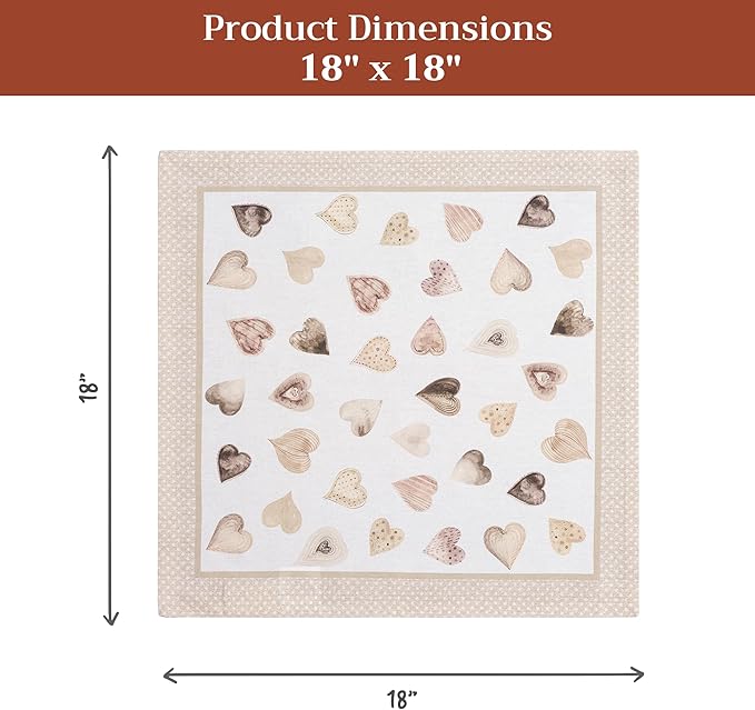 Maison d' Hermine 100% Cotton Cloth Napkins Set of 4 Everyday Reusable Square Napkins Cloth Washable Dinner Party Wedding Restaurant Hotel Kitchen Spring Summer (Lovely Hearts, 18" x 18")