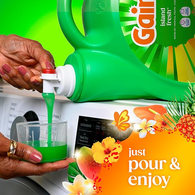 Gain Liquid Laundry Detergent with Odor Defense, Island Fresh Scent, Laundry Soap For HE Washing Machines, 132 fl oz, 100 Loads (Packaging May Vary)
