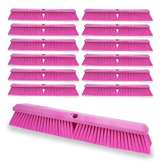SPARTA 41891EC26 Omni Sweep Plastic Push Broom Head, Heavy Duty, Industrial Broom With Color Code System For Outdoor, Indoor, Garage, Concrete, Patio, Kitchen, Bathroom, 24 Inches, Pink, (Pack of 12)