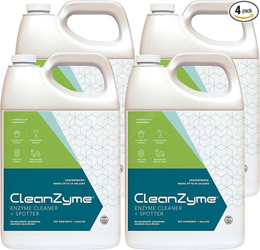CleanZyme - Enzyme Cleaner, Pet Odor & Urine Remover - Case of 4 Gallons…