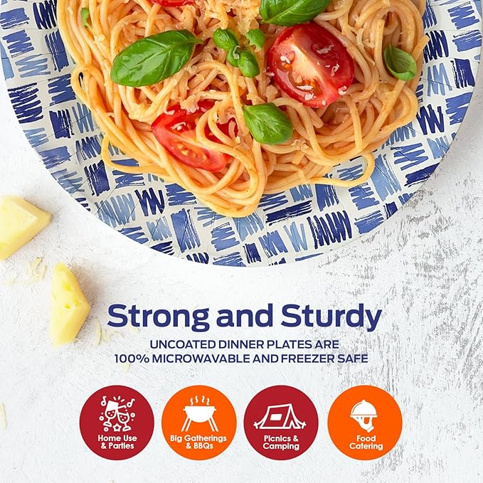 PAMI 20oz Heavy Duty Blue Paper Bowls for Soup, 200 Pack Disposable Microwave-Safe, Oil, Water & Cut Resistant