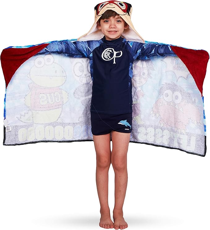 Franco Kids Bath and Beach Soft Cotton Terry Hooded Towel Wrap, 24" x 50", Ryan’s World