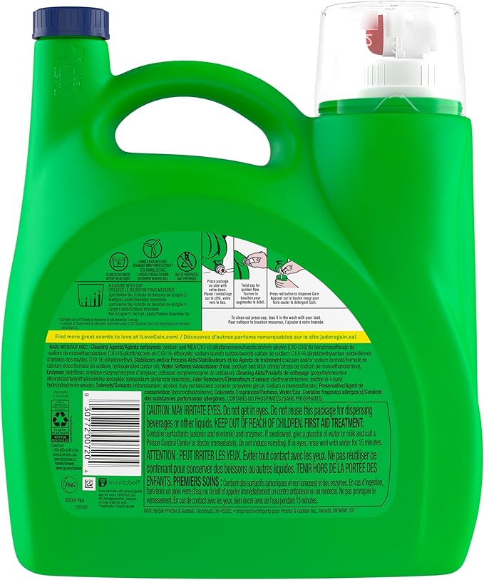 Gain Liquid Laundry Detergent, Spring Daydream Scent, 154 fl oz, 107 loads, Freshness + Odor Fighting, Laundry Detergent Liquid Soap, HE compatible