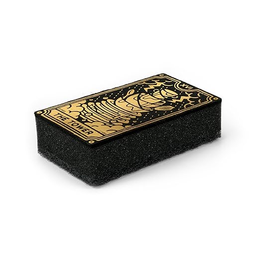 Genuine Fred Clean Fate Tarot Card Kitchen Sponges, Set of 3 Multi Layer Sponges with Metallic Gold Tarot Card Designs Fun, Functional, Mystical, Whimsical Kitchen Cleaning and Decor