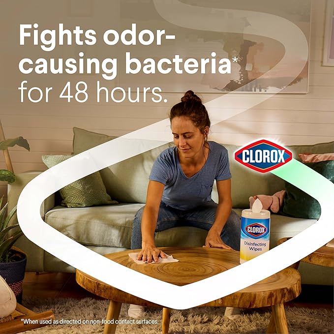 Clorox Disinfecting Cleaning Wipes, Antibacterial, Bleach Free, Crisp Lemon, 75 Count (Pack May Vary)